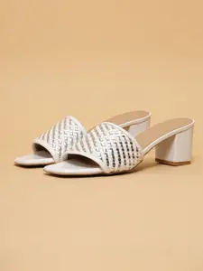 ERIDANI Aurora Woven Block Heels Sandals