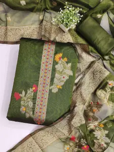 KALINI Floral Woven Design Zari Banarasi Jacquard Unstitched Dress Material