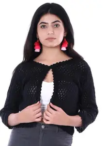 Billion Self Design Open Front Cotton Crop Shrug