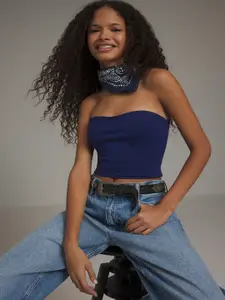 Trendyol Women Solid Strapless Cotton Tube Top