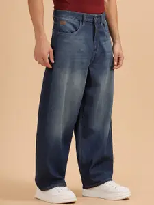 WROGN Men Comfort Mid-Rise Low Distress Light Fade Pure Cotton Jeans