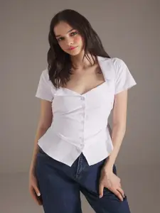 Trendyol Sweetheart Neck Short Sleeves Crop Tops