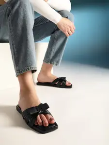 Nautica Women Open Toe Flats With Bow Detail