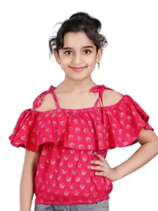 DMP FASHION Girls Floral Printed Cotton Top