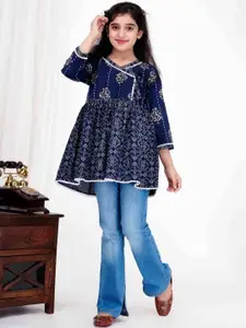 DMP FASHION Girl Ethnic Motifs Print Cotton Empire Top