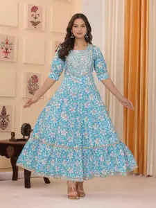 Gf Gul Fashion Women Floral Printed Cotton Maxi Dress