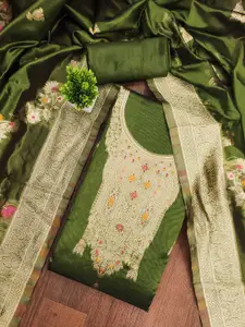 KALINI Floral Woven Design Zari Banarasi Jacquard Unstitched Dress Material