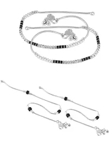 Lila Set Of 2 Ghungroo Beaded Anklets