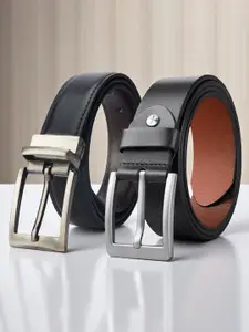 Provogue Men Pack Of 2 Leather Formal Belt With Tang Closure