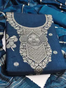 KALINI Floral Woven Design Zari Banarasi Jacquard Unstitched Dress Material