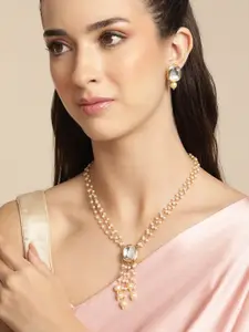 Anouk White Layered Kundan Pendent Necklace Set