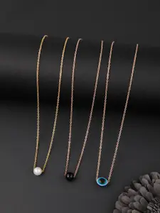 DressBerry Minimalist Charm Pendant Necklace Set Evil Eye (Set of 3)