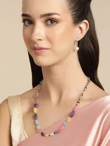 Anouk Multicolour Layered Crystal Stone Necklace Set