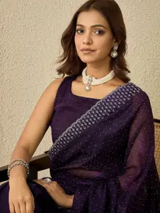 Saree mall Embellished Beads and Stones Organza Sarees