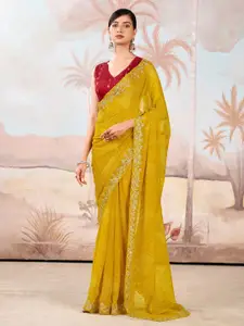Anouk Bandhani Sequinned Pure Chiffon Saree