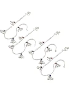 Lila Set Of 2 Ghungroo Beaded Sitara Goli Latkan Anklets