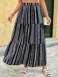 all about you Women Geometric Printed Tiered Maxi Skirt