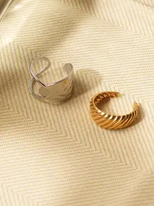 Niska Pack of 2 Silver & Gold-Plated Finger Rings