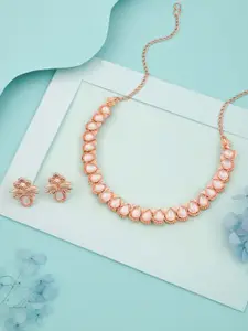 Anouk Rosegold American Diamond Choker Necklace Set