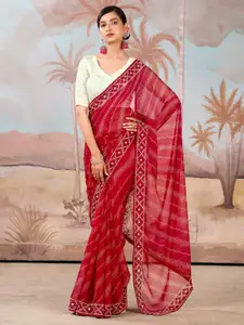 Anouk Ethnic Motifs Sequinned Pure Chiffon Saree