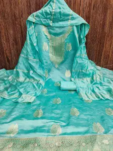 KALINI Floral Woven Design Zari Banarasi Jacquard Unstitched Dress Material