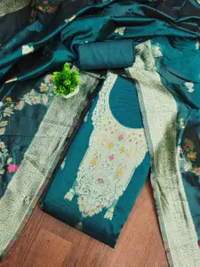 KALINI Floral Woven Design Zari Banarasi Jacquard Unstitched Dress Material