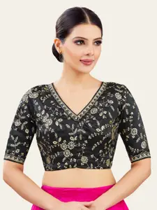 Studio Shringaar Embroidered V-Neck Saree Blouse