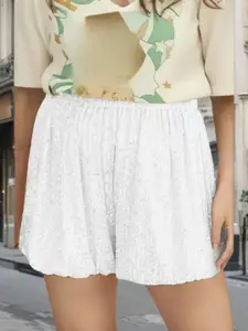 bebe Women Solid Regular Fit Above Knee Shorts