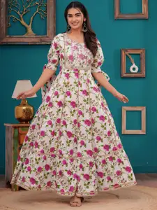 Gf Gul Fashion Women Floral Print Lace A-Line Maxi Dress