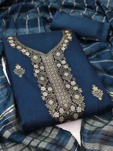 KALINI Floral Woven Design Zari Banarasi Jacquard Unstitched Dress Material