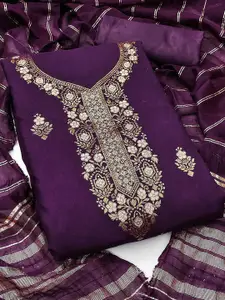 KALINI Floral Woven Design Zari Banarasi Jacquard Unstitched Dress Material