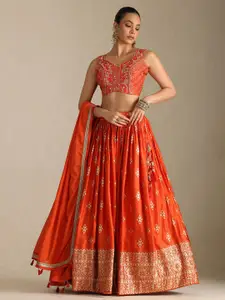 Soch Embroidered Zari Ready To Wear Lehenga And Blouse With Dupatta