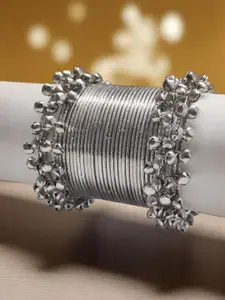 OOMPH Set Of 28 Oxidised Ghungroo & Shimmer Bangles