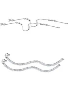 Lila Set Of 4 Silver-Plated Anklets