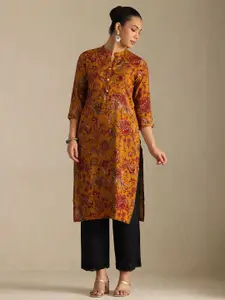 Soch Floral Printed Mandarin Collar Straight Kurta