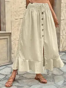 all about you Women Solid A-Line Maxi Skirt