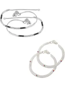 Lila Set Of 2 Ghungroo Beaded Anklets