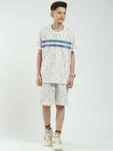 Monte Carlo Boys Printed Round Neck Pure Cotton T-Shirt With Shorts