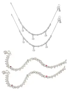 Lila Set Of 2 Silver-Plated Ghungroo Beaded Anklets
