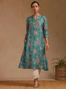 Soch Floral Printed Mandarin Collar Straight Kurta