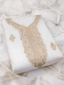 KALINI Floral Woven Design Zari Banarasi Jacquard Unstitched Dress Material