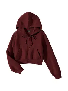 FUNKY MONKEY Girl's Solid Hooded Front Open Sweatshirt