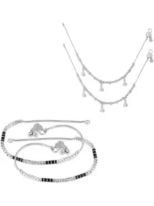 Lila Set Of 2 Ghungroo Beaded Anklets