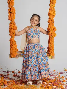 BAESD Girls Printed Coton Ready To Wear Lehenga & Blouse With Dupatta
