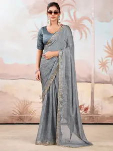 Anouk Sequinned Pure Chiffon Designer Saree