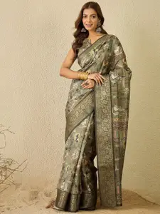 Saree mall Ethnic Motifs Zari Organza Sungudi Sarees
