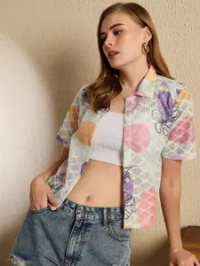 all about you Women Straight Boxy Floral Printed Casual Shirt