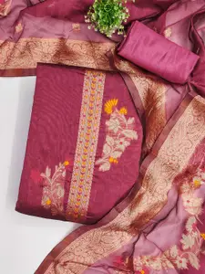 KALINI Floral Woven Design Zari Banarasi Jacquard Unstitched Dress Material