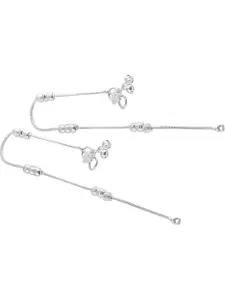 Heer Collection Silver-Plated Ghungroo Beaded Anklets