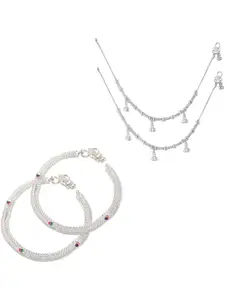 Lila Set Of 2 Silver-Plated Ghungroo Beaded Anklets